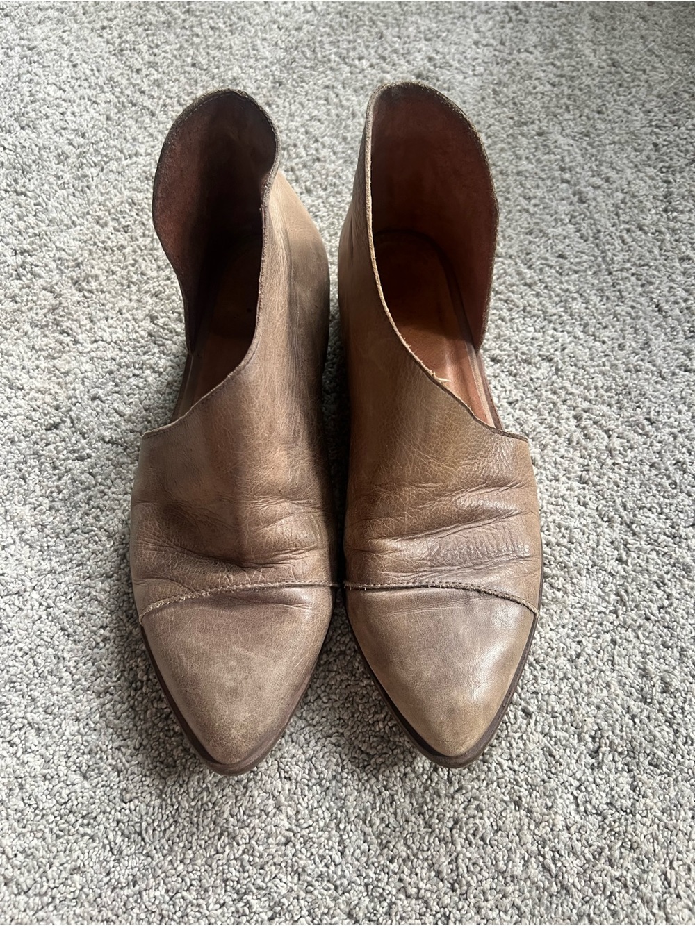 Free People Royale Flats Womens Size 39 Taupe Leather Minimal D'orsay Boho - Picture 4 of 8